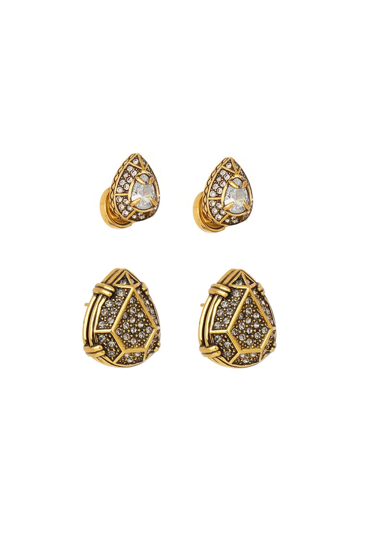 Kit 2 Brincos Diamantes Hector Ouro Vintage
