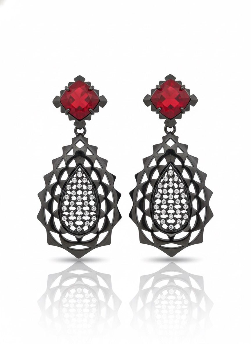 Brinco Gota Vitral Rubi