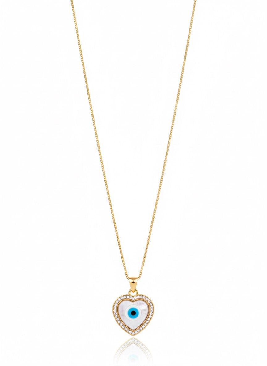 Colar Coração Olho Grego