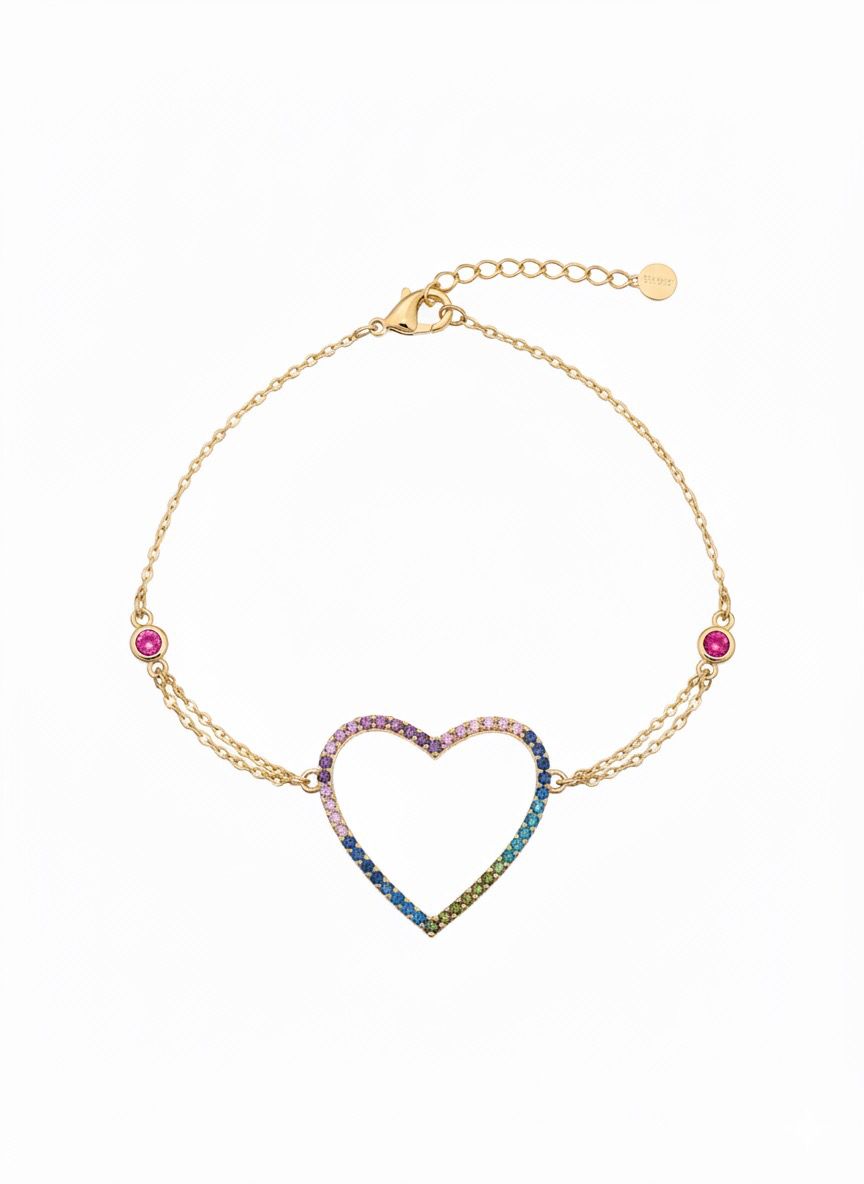 Pulseira Coração Arco-Íris Radiante