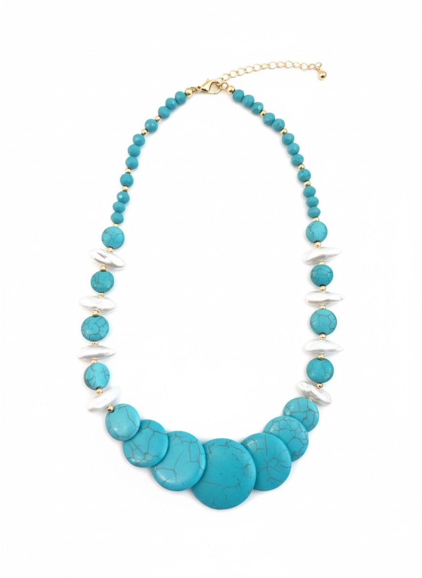 Colar Statement Discos Turquesa