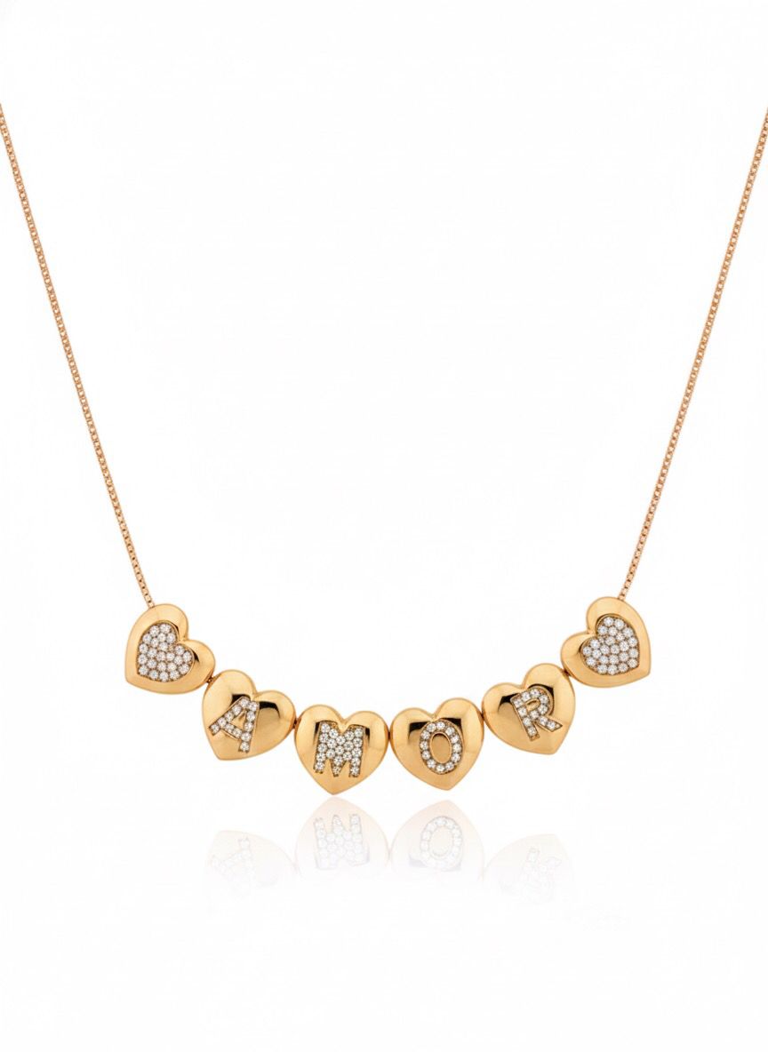 Colar Corações AMOR