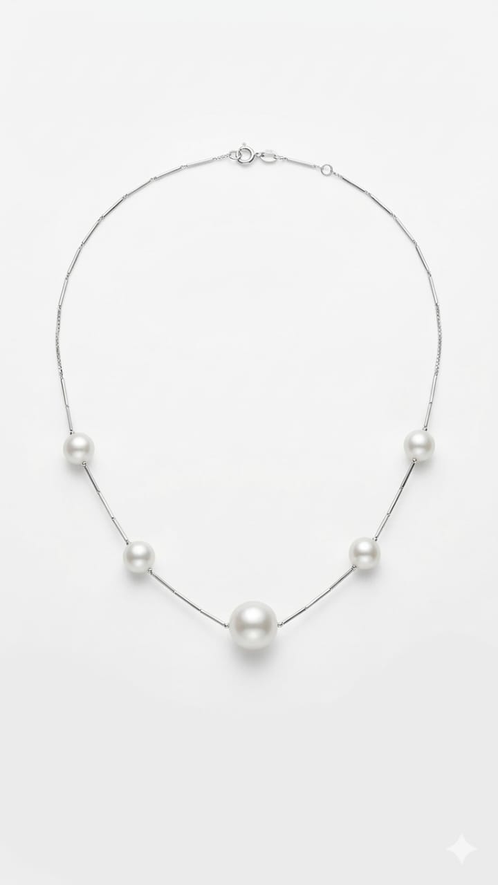 Colar Elegance em Prata 925 com Pérolas Minimalista