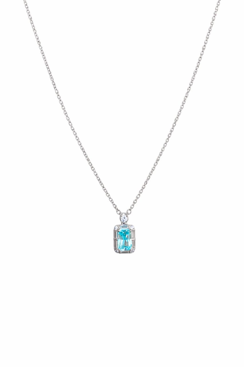 Colar Prata 925 com Pedra Azul Cristal Lapidação Elegante