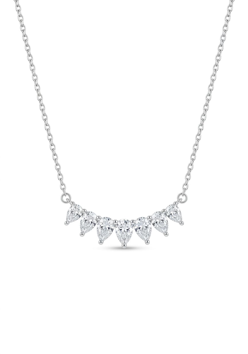 Colar Prata 925 Gotas Radiantes Luxo