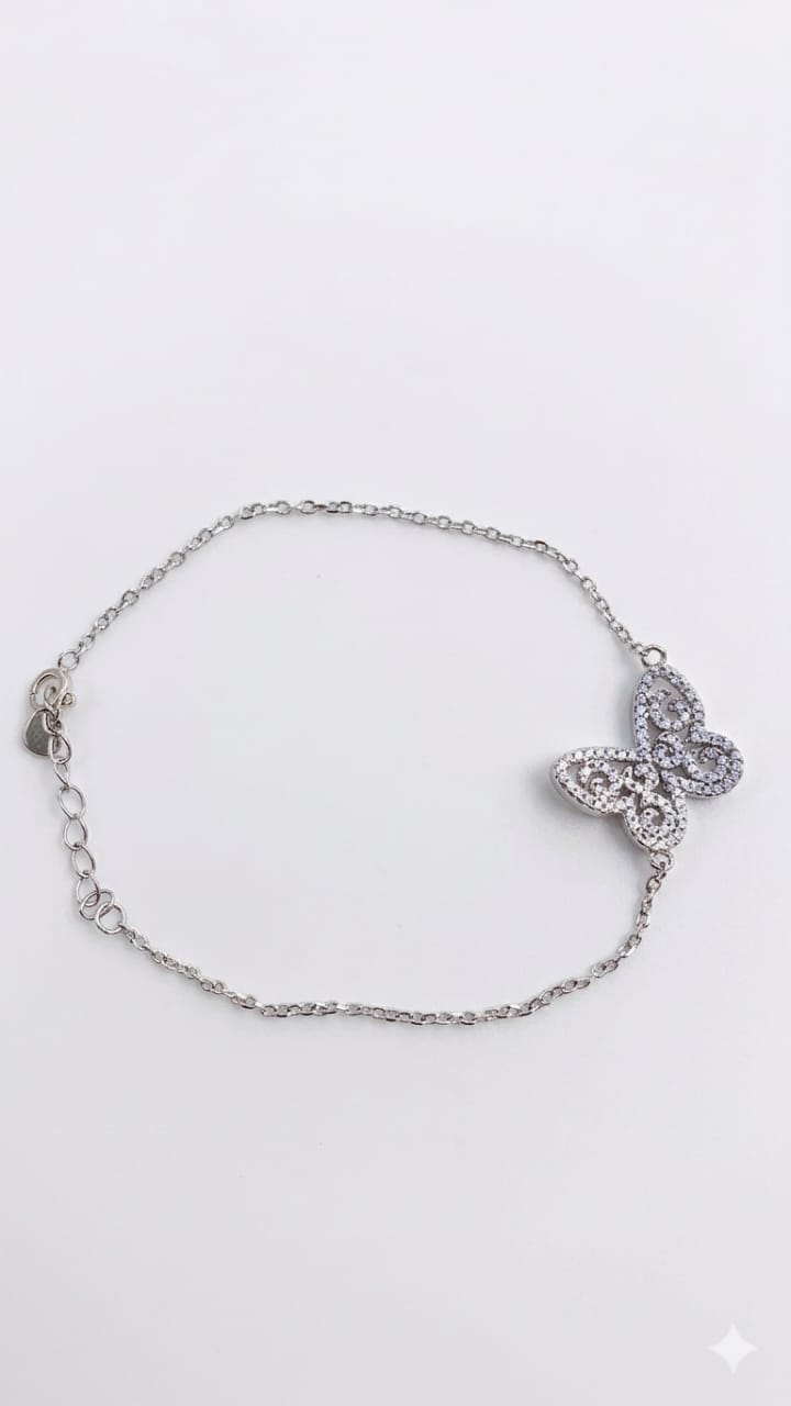 Pulseira Borboleta Brilho Encantado em Prata 925
