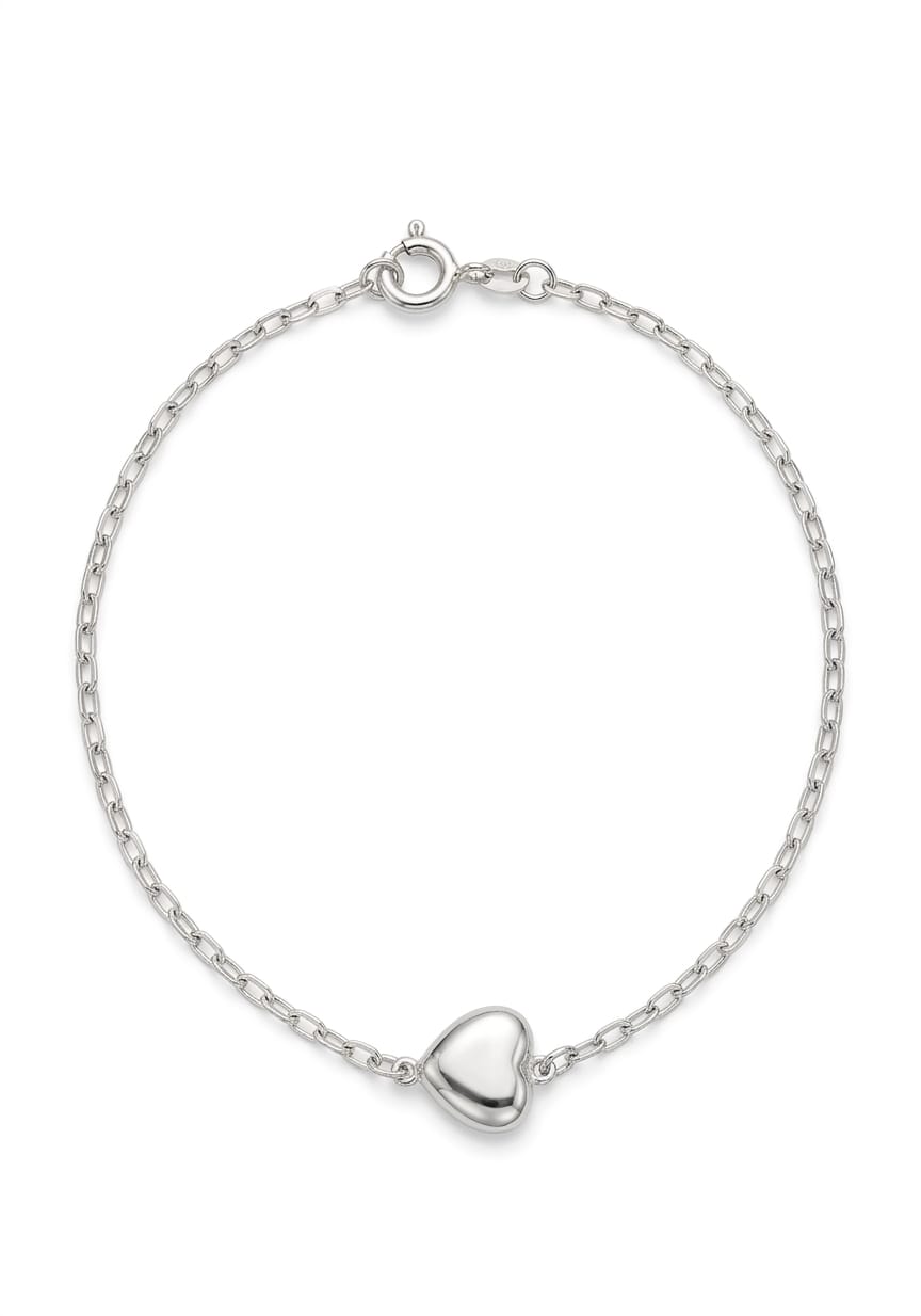 Pulseira Prata 925 com Coração Liso Minimalista