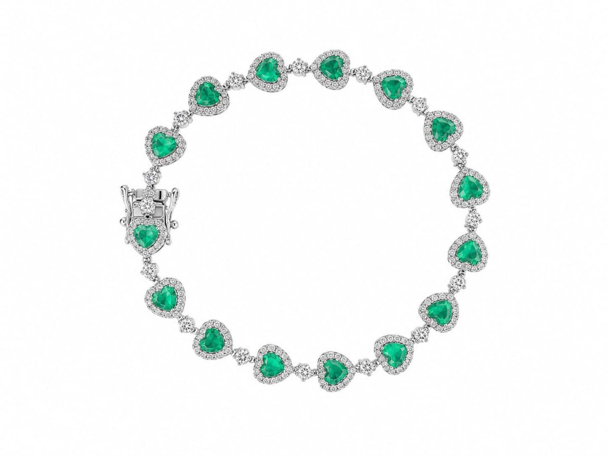 Pulseira Corações Esmeralda