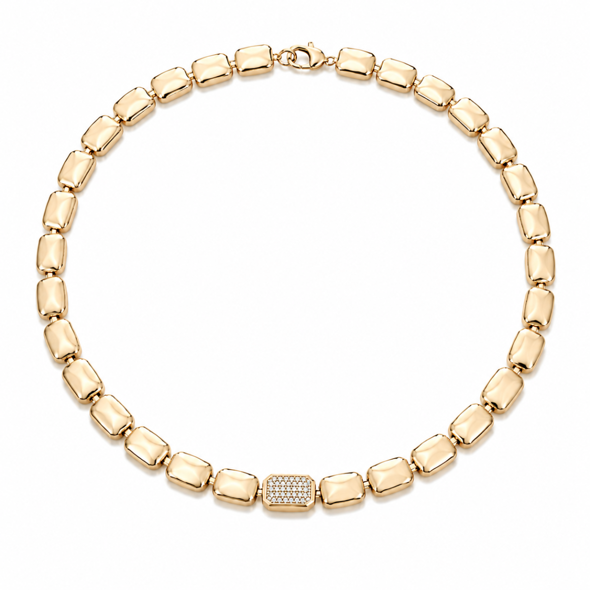 Colar Elegance Dourado Soft com Cristais