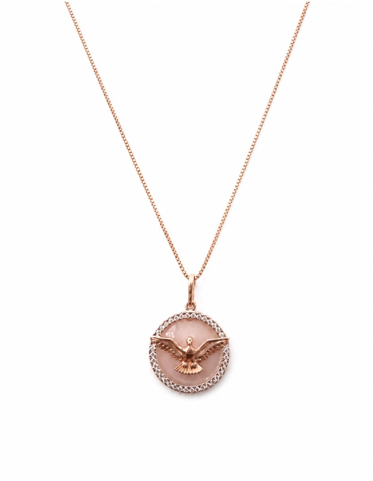 Colar Espírito Santo em Madrepérola com Zircônias Banhado a Ouro Rosé