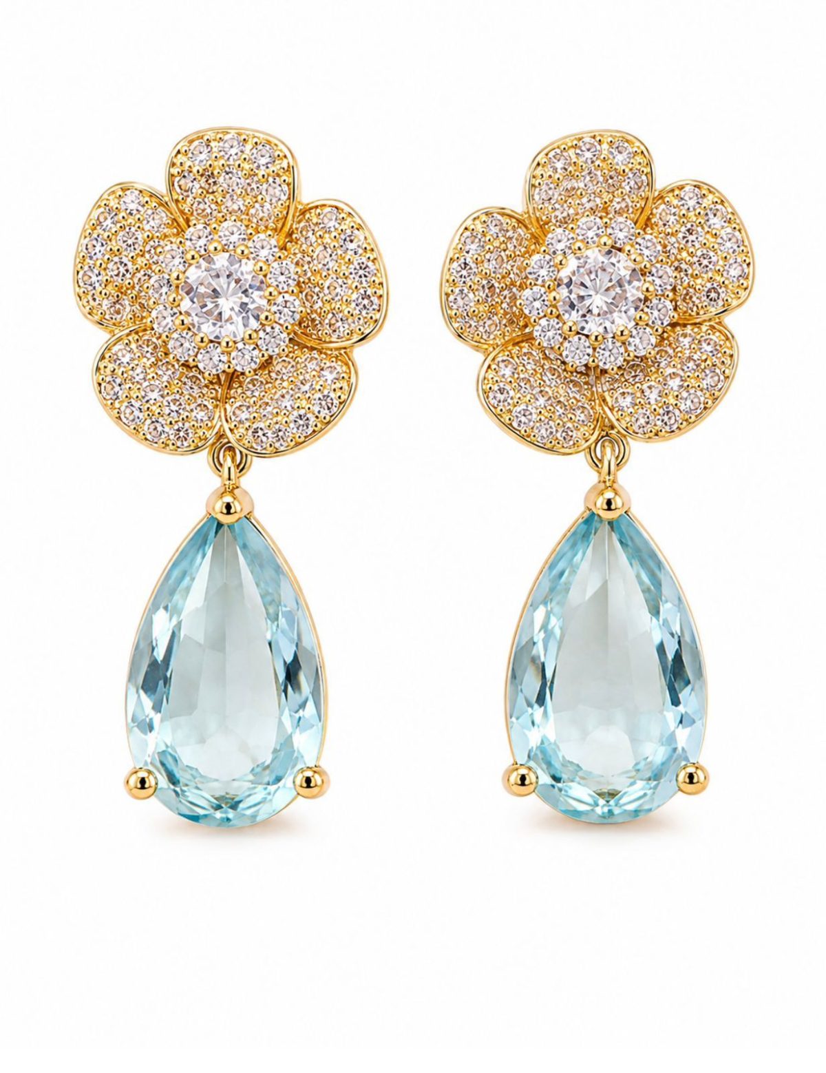 Brinco Fleur Aquamarine