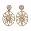 Brinco Mandala Dourada Cristal Luxo
