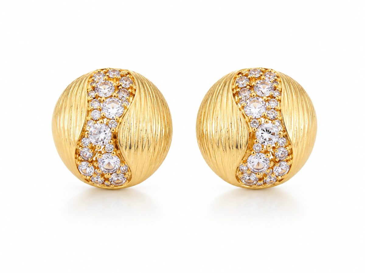 Brinco Dourado Aurora Cravejado com Zircônias