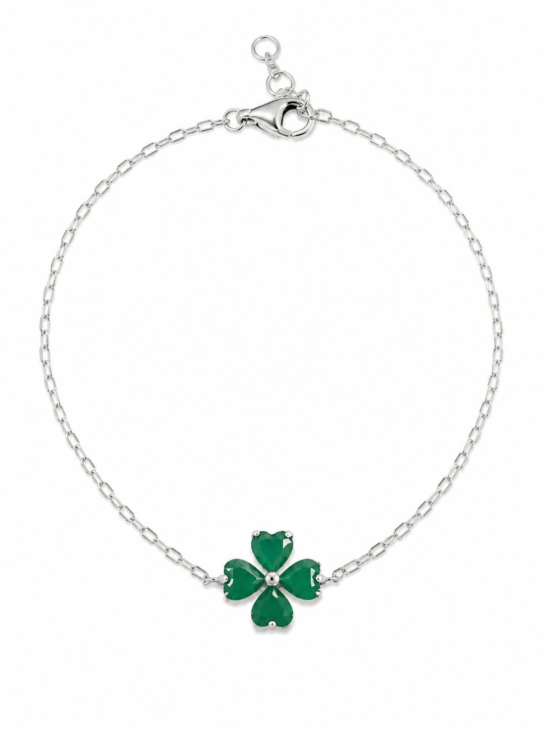 Pulseira Trevo da Sorte em Prata 925 Verde Esmeralda