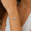 Pulseira Flor Cravejada com Pontos de Luz em Prata 925