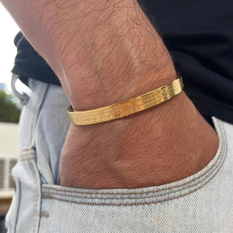 Bracelete Oração Pai Nosso Dourada
