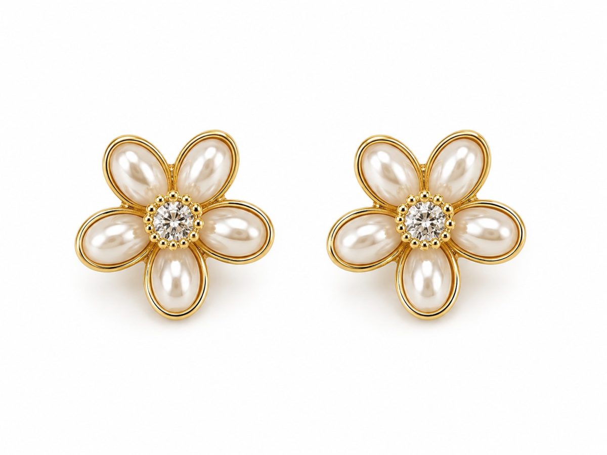 Brinco de Pressão Flor Pérola Delicata - PRESSÃO