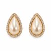 Brinco de Pressão Gota com Pérola e Zircônias Dourado