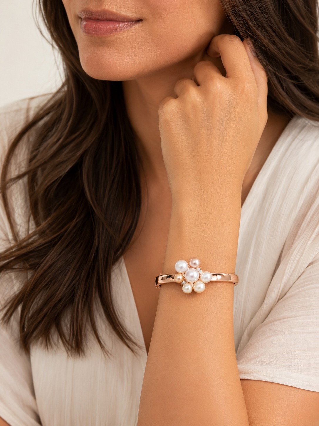 Bracelete Rose Jardim de Pérolas