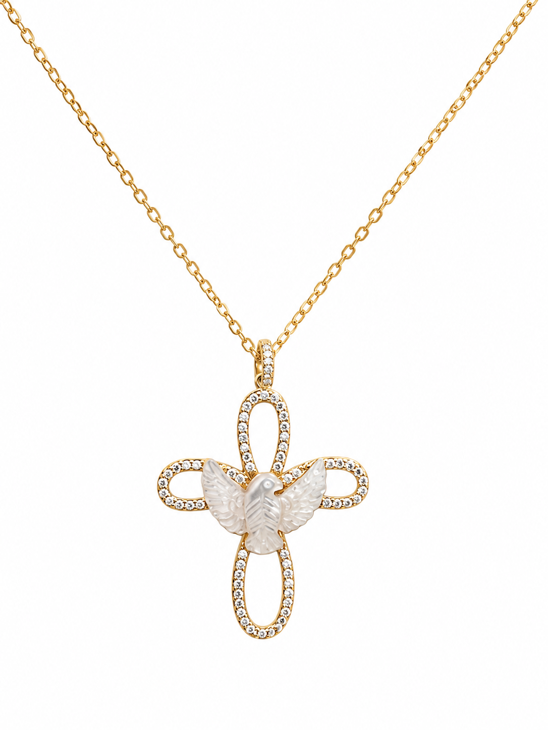 Colar Espírito Santo Moissanite Dourado
