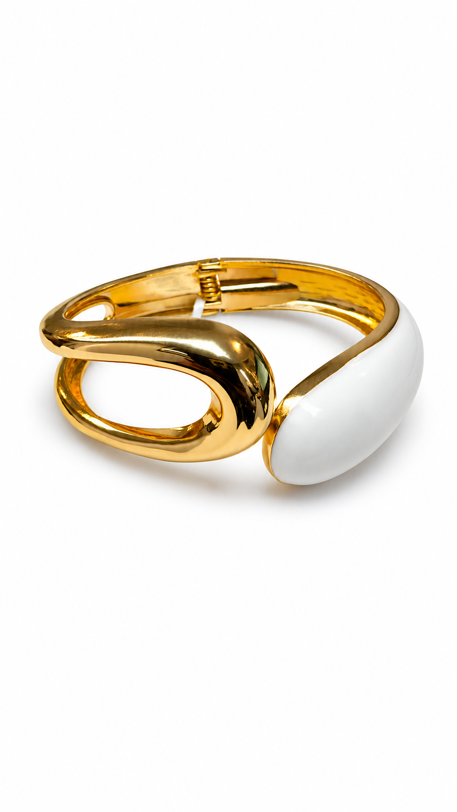 Bracelete Gota Elegance Dourado com Resina Branca