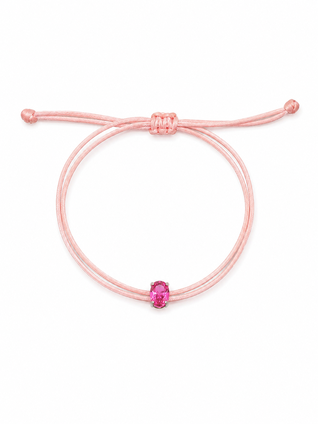 Pulseira Cetim Pink Cristal Prata 925