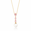 Colar Pérola com Cristais Rosa