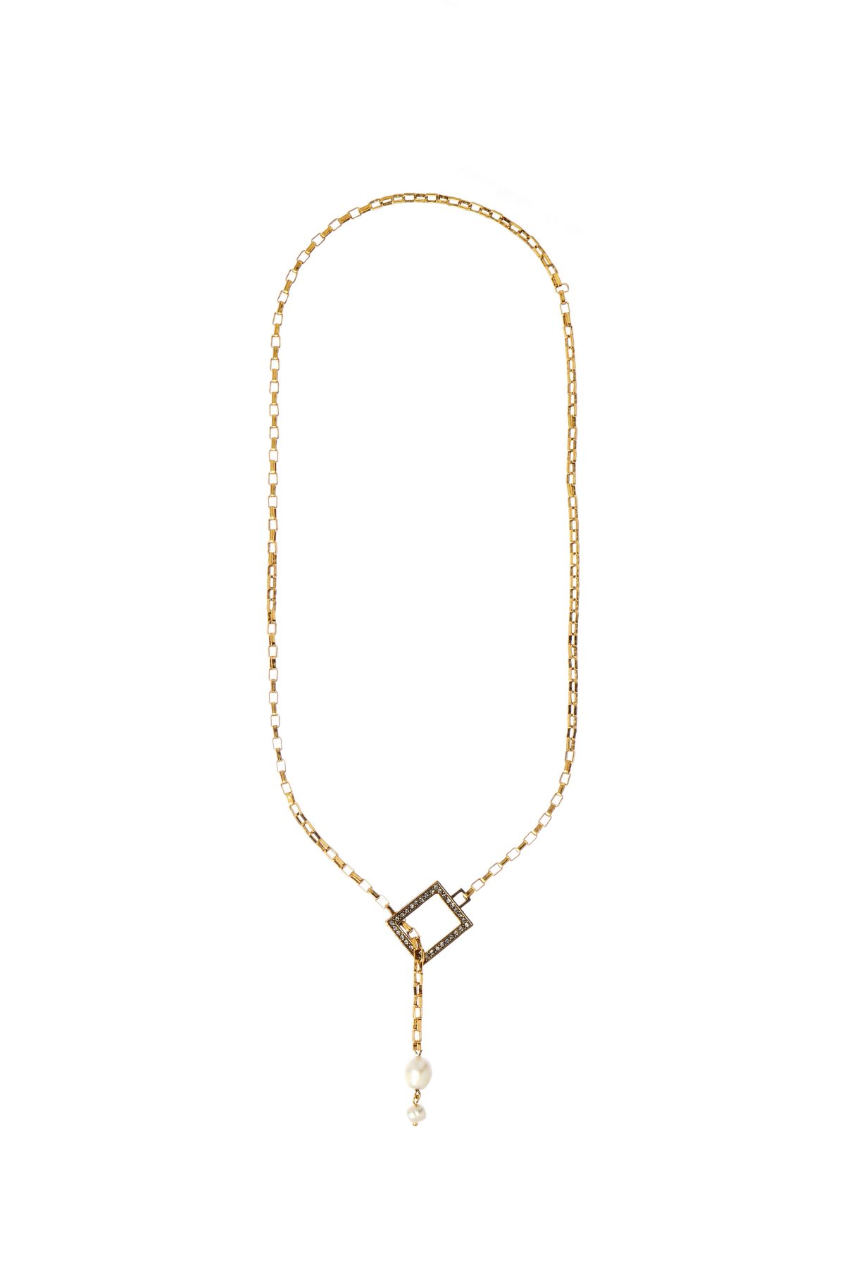 Colar Tie Pérola Exclusive Ouro Vintage