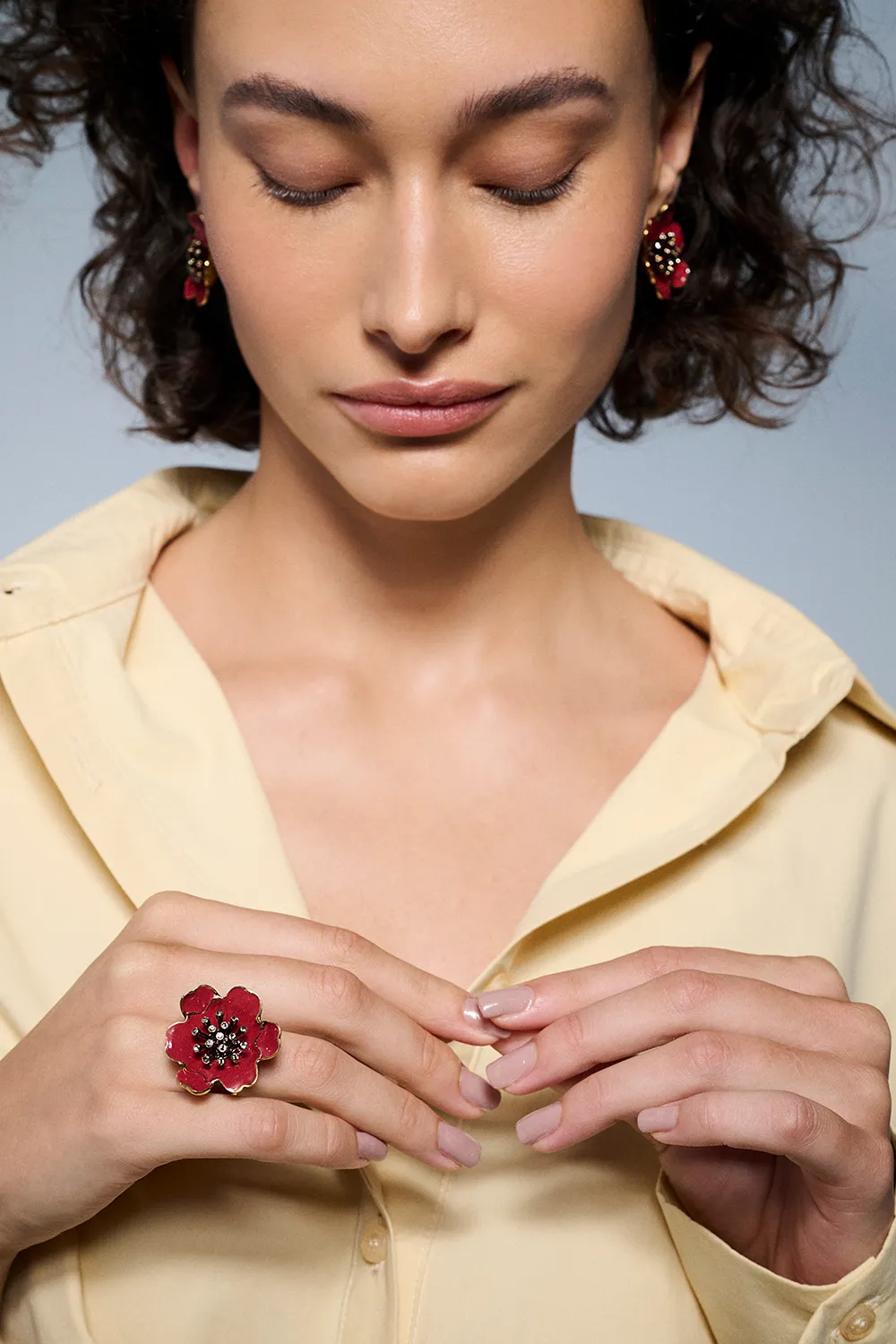 Anel Maxi Carmim Ouro Vintage