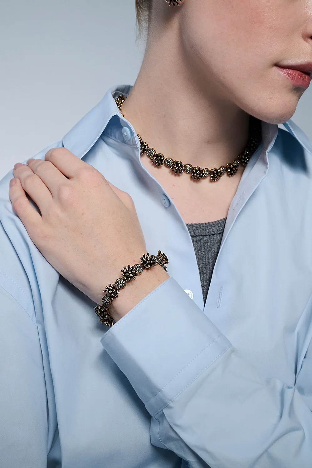 Pulseira Cristais Carmim Ouro Vintage