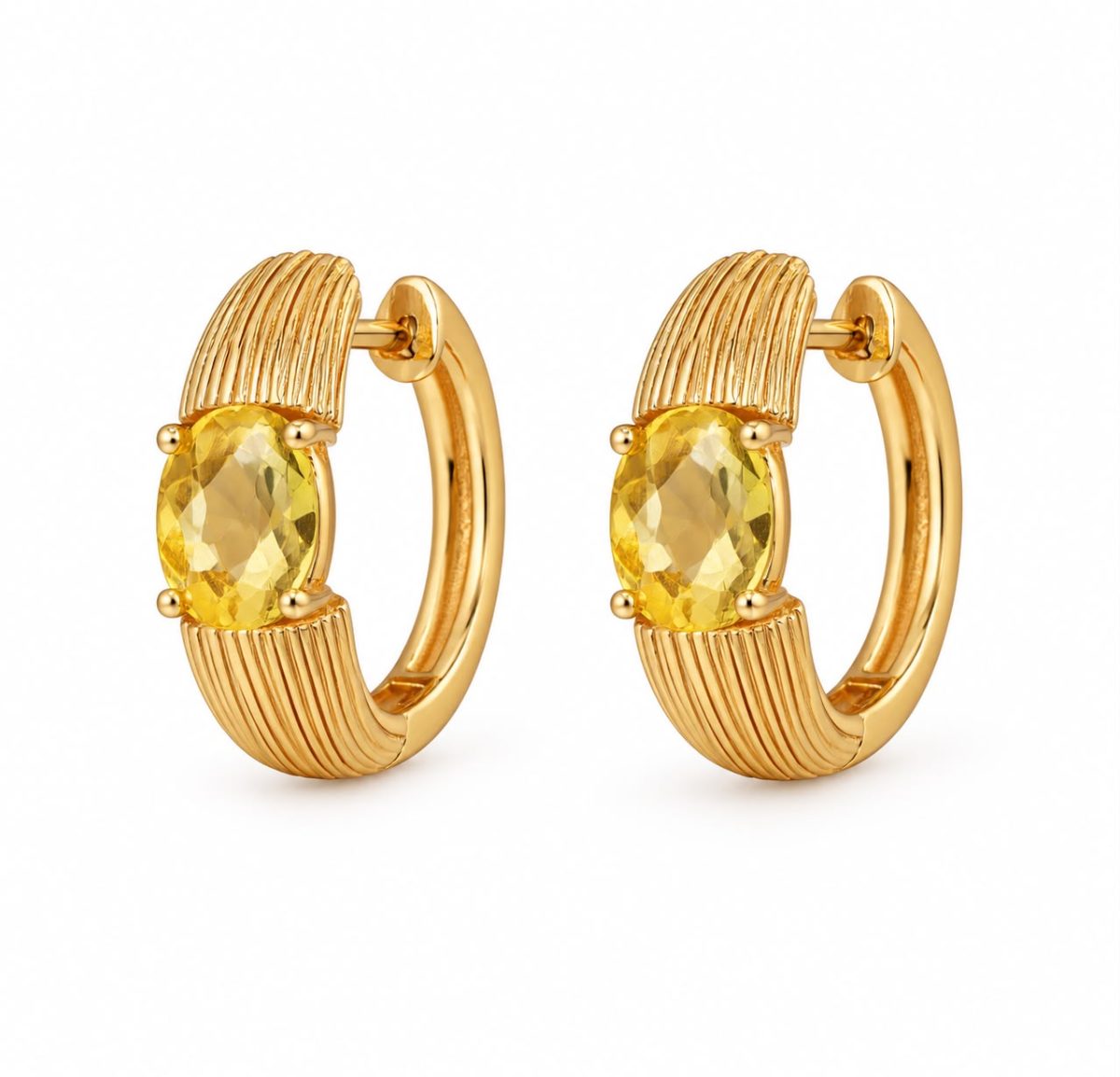 Brinco Dourado com Pedra Citrino